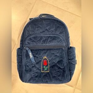 Vera Bradley Navy Quilted Backpack with Embroidered Rose
